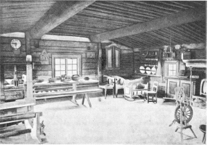 Perni�l�inen tupa 1700-luvulta. Kuva teoksesta Kustaa Vilkuna, Varsinais-Suomen kansanrakennukset. Varsinais-Suomen historia. Porvoo 1938.