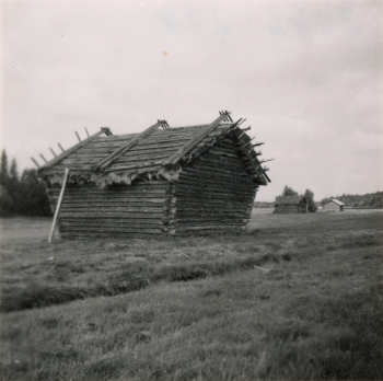 Kemin mlk., Lautiosaari. Olkikattoinen lato. Kuva: Eino Nikkil� 1947, Museovirasto.